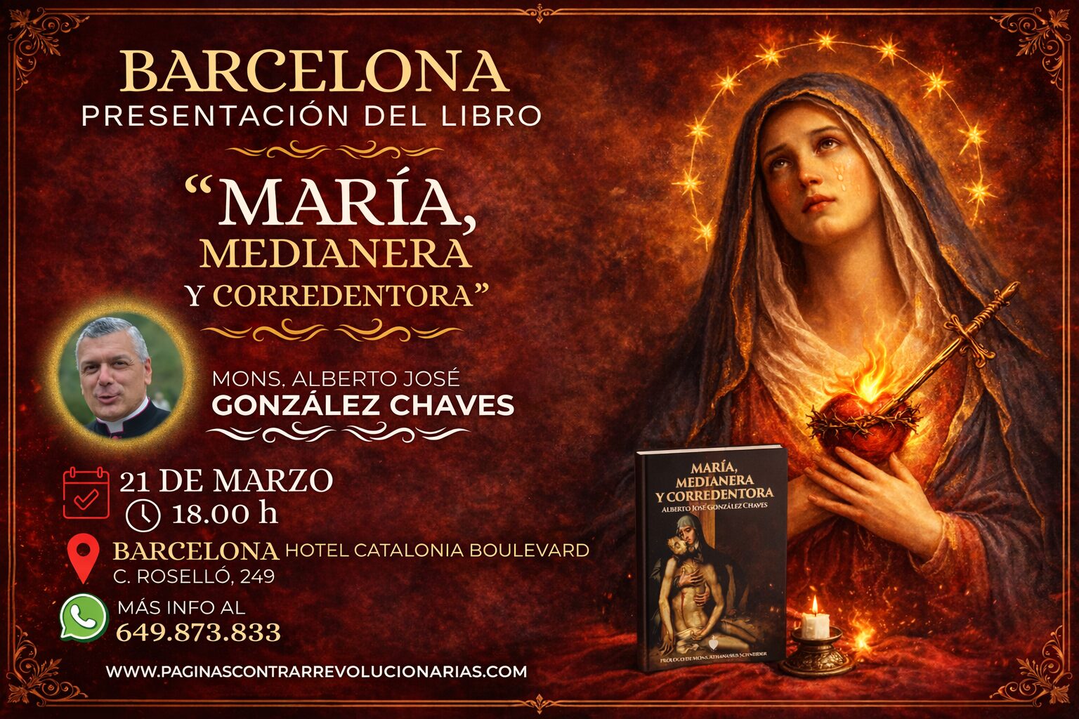 Presentación en Barcelona del nuevo libro 'María, Medianera y Corredentora" Monseñor Alberto José González Chávez